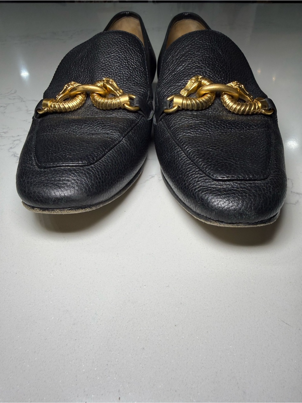 Tory Burch Black Leather Chain-Trim Loafers - Picture 5 of 12